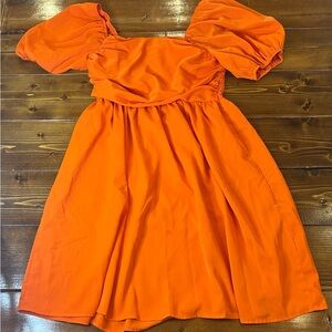SHEIN Orange Puff Sleeve Women’s Dress Medium